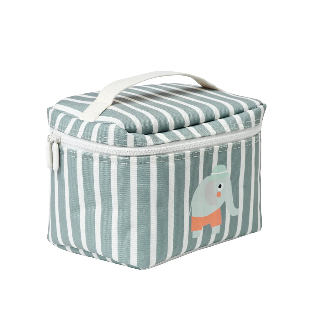Sac isotherme pour enfant en motif d'éléphant rigolo et des rayures vertes - YOGA SPIRIT