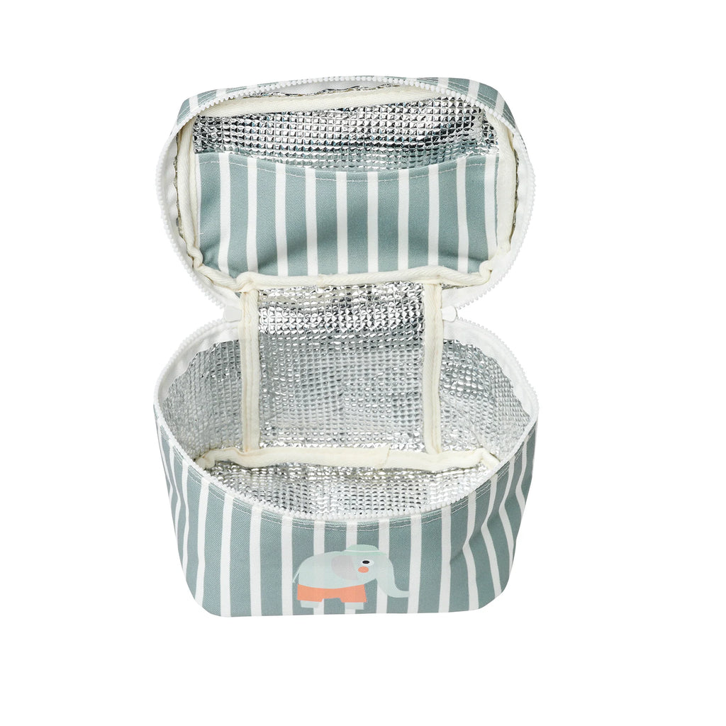 Sac isotherme pour enfant en motif d'éléphant rigolo et des rayures vertes - YOGA SPIRIT