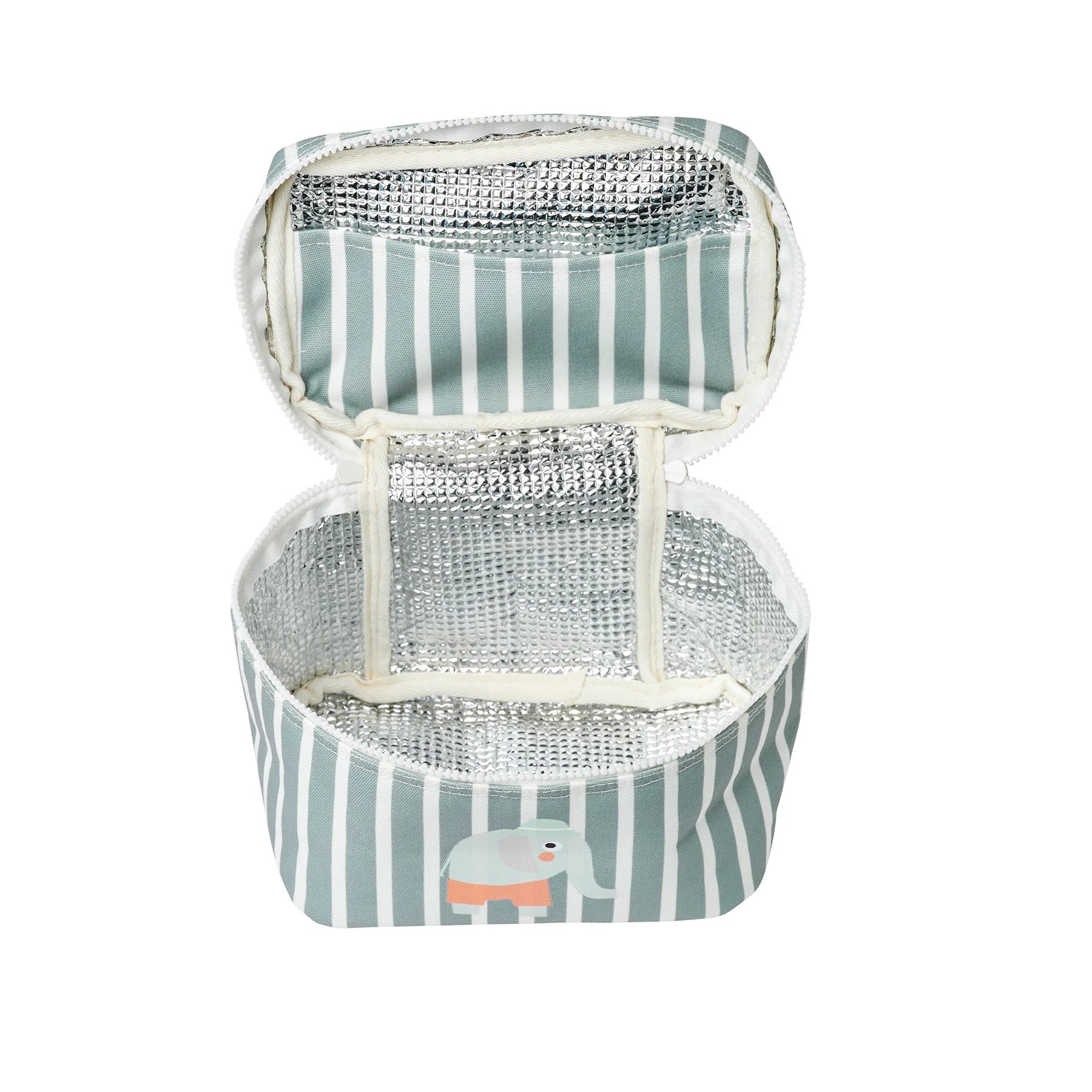 Sac isotherme pour enfant en motif d'éléphant rigolo et des rayures vertes - YOGA SPIRIT