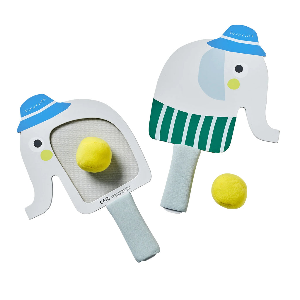 Raquettes en forme d'éléphant dotées d'une face en velcro et deux balles douces - YOGA SPIRIT