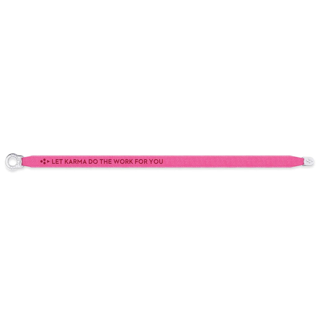 Bracelet en satin “LET KARMA DO THE WORK FOR YOU” – mantra solaire et esprit positif