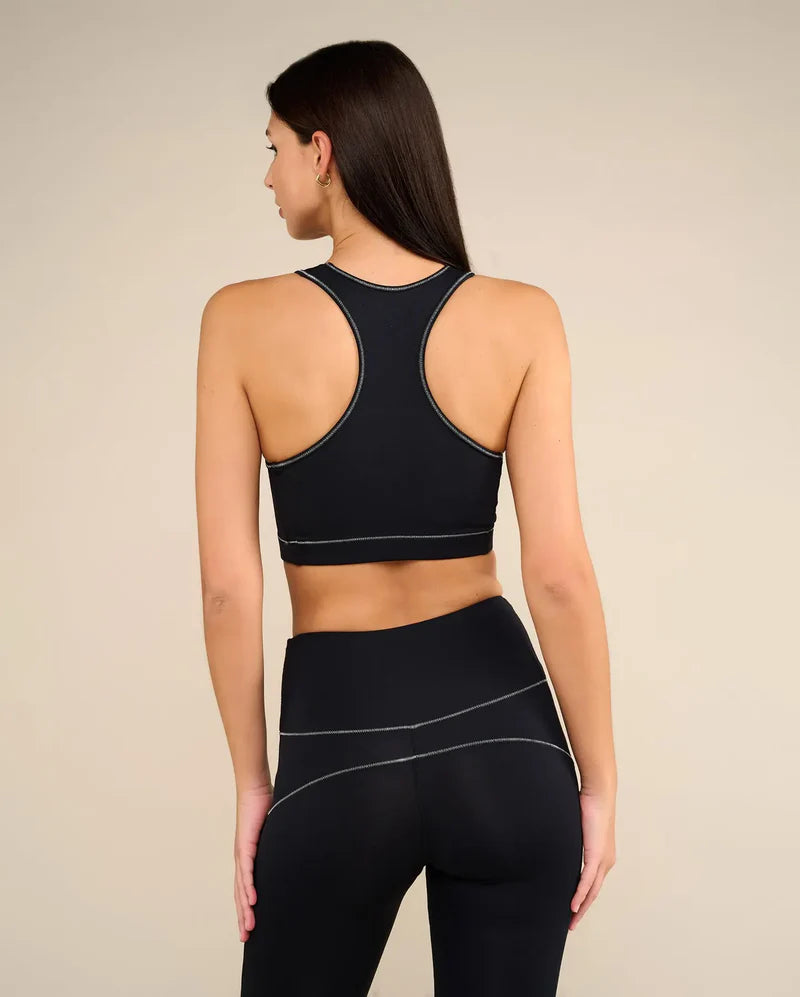 Brassière de yoga SWAN noir et argenté - YOGA SPIRIT