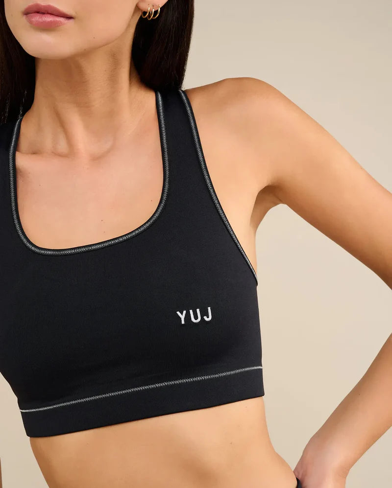 Brassière de yoga SWAN noir et argenté - YOGA SPIRIT