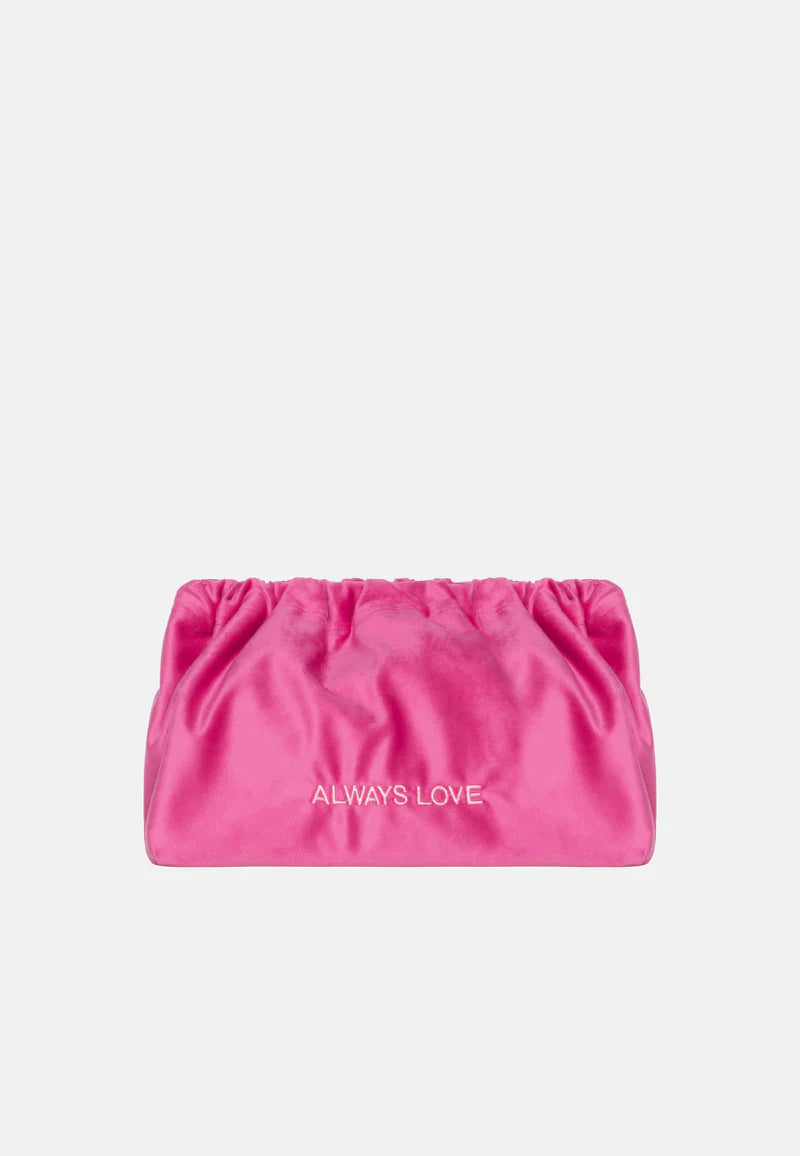 Pochette en velours "Always Love fuchsia" - YOGA SPIRIT