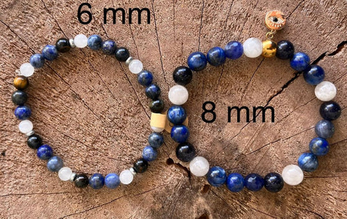 Bracelet chakra 3ème OEIL 8mm Pierre de lune
