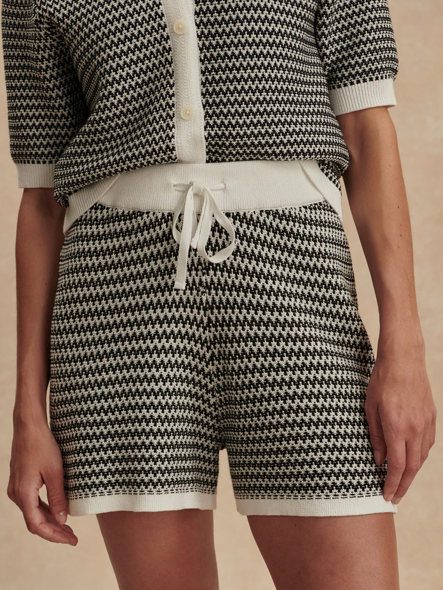 Short tricoté VILLIERS Blanc Neige & Noir - YOGA SPIRIT