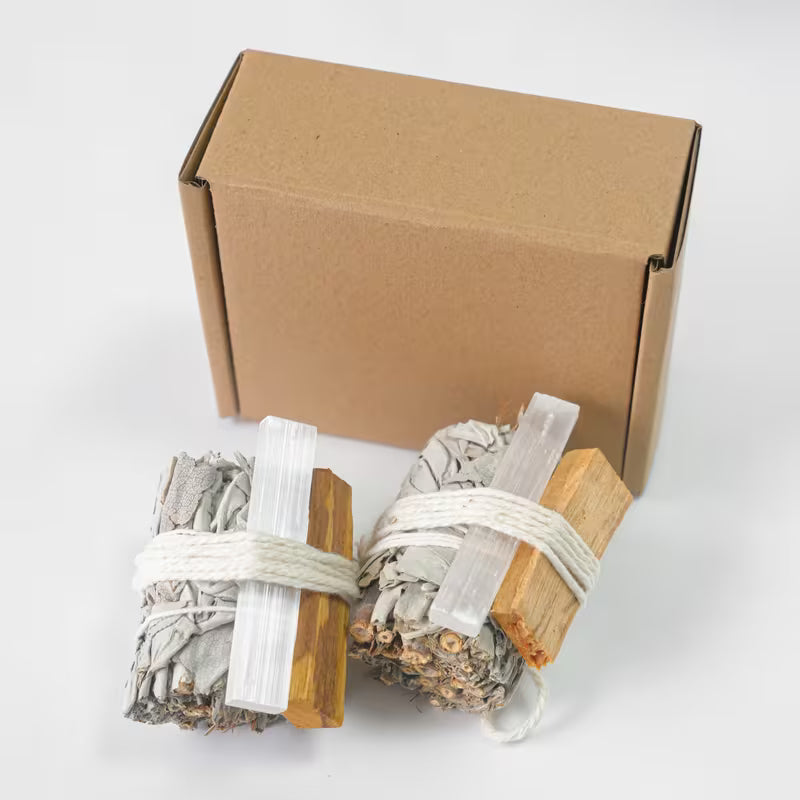 Kit de purification sauge blanche, sélénite et Palo Santo