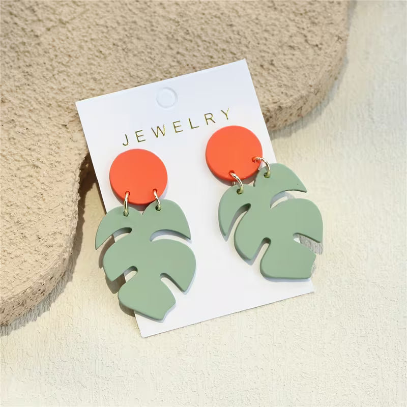 Boucles d'oreilles en acrylique fleurs & feuilles - YOGA SPIRIT