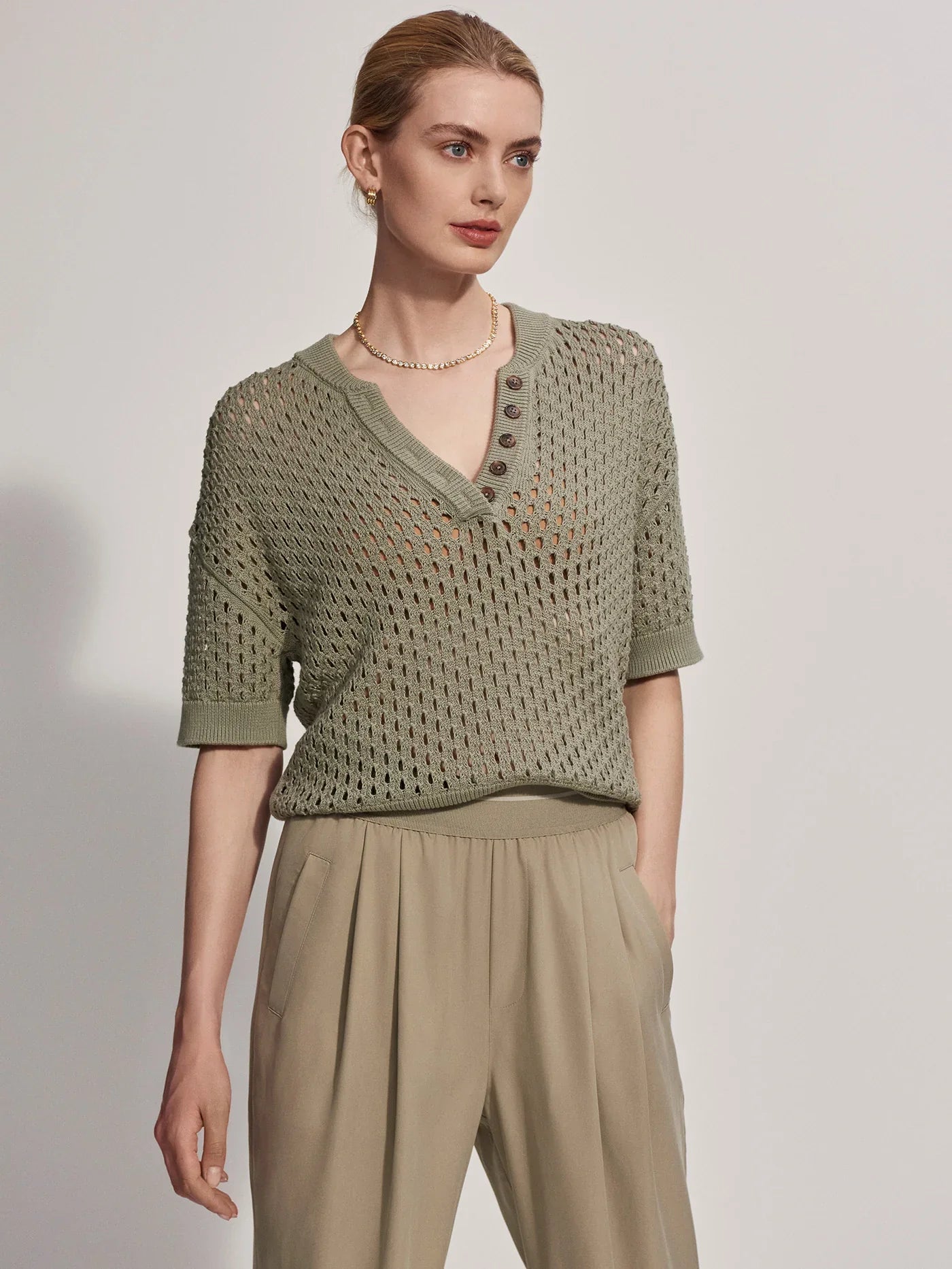 Pull EATON knit – coton ajouré et coupe décontractée - YOGA SPIRIT