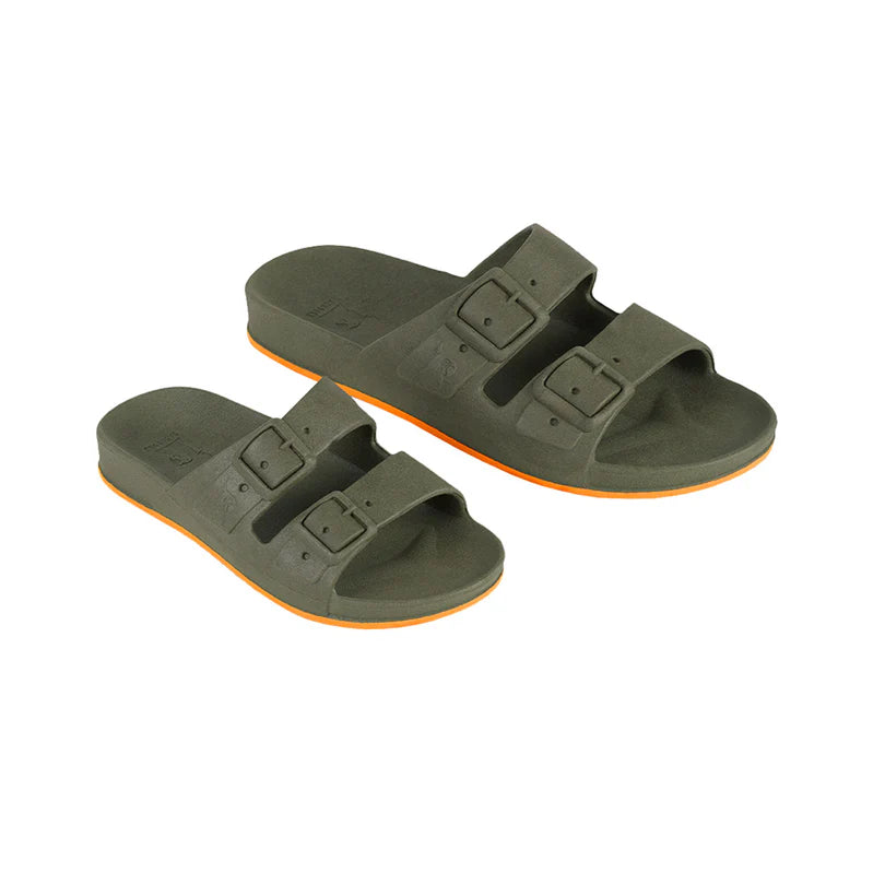 Sandales BRASILIA kaki et orange fluo – enfant - YOGA SPIRIT