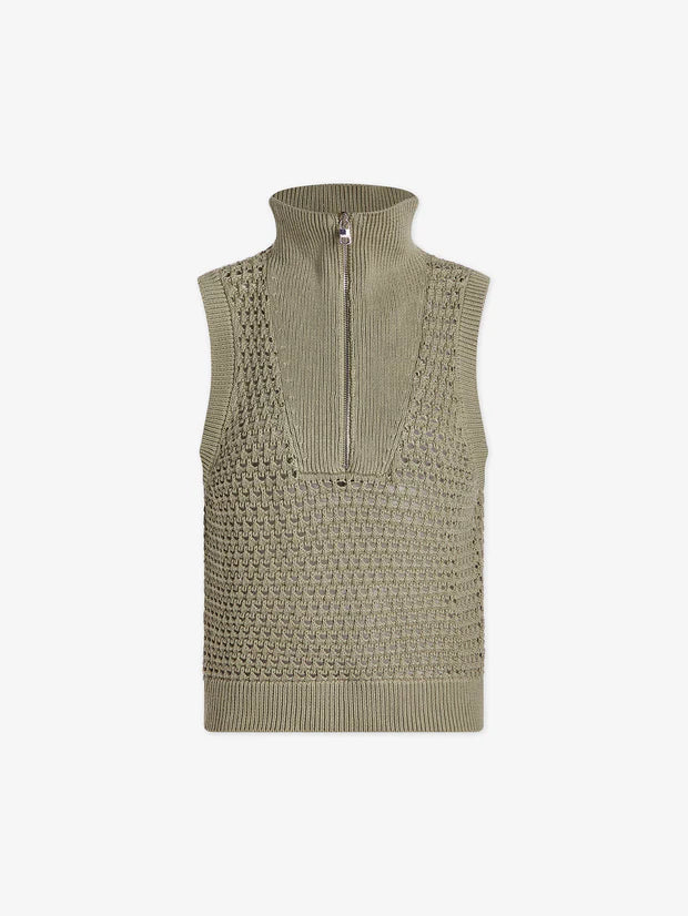 Débardeur BREEZY vert sauge avec zip - YOGA SPIRIT