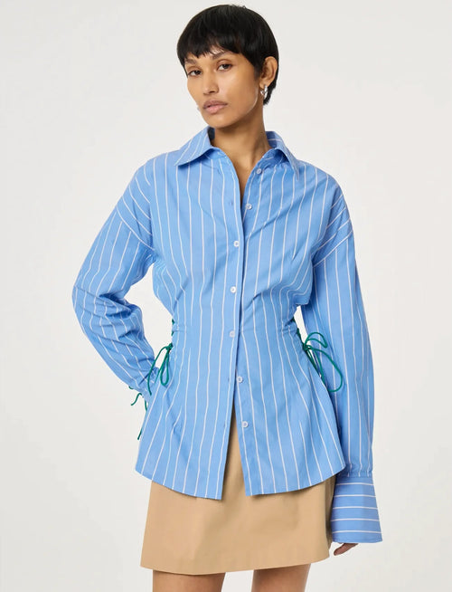 INDRA Blouse, Marina Blue & Cosy White