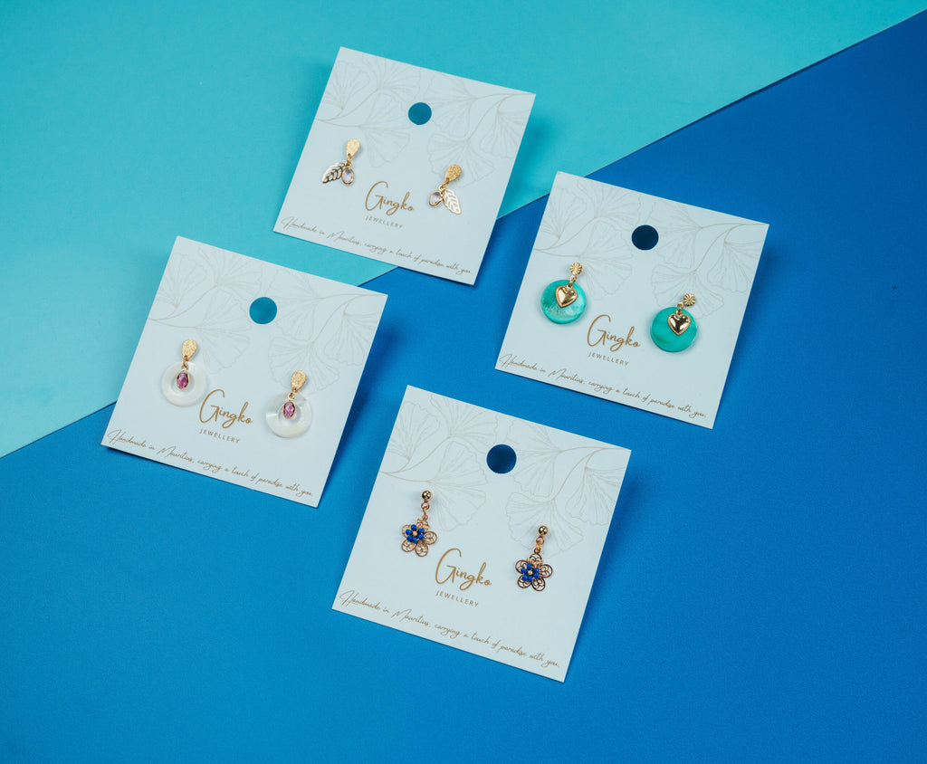 Boucles d'oreilles enfant GINGKO – motifs fleurs et nature