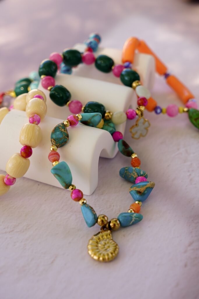 Bracelet statement GINGKO – détail perles et pierres