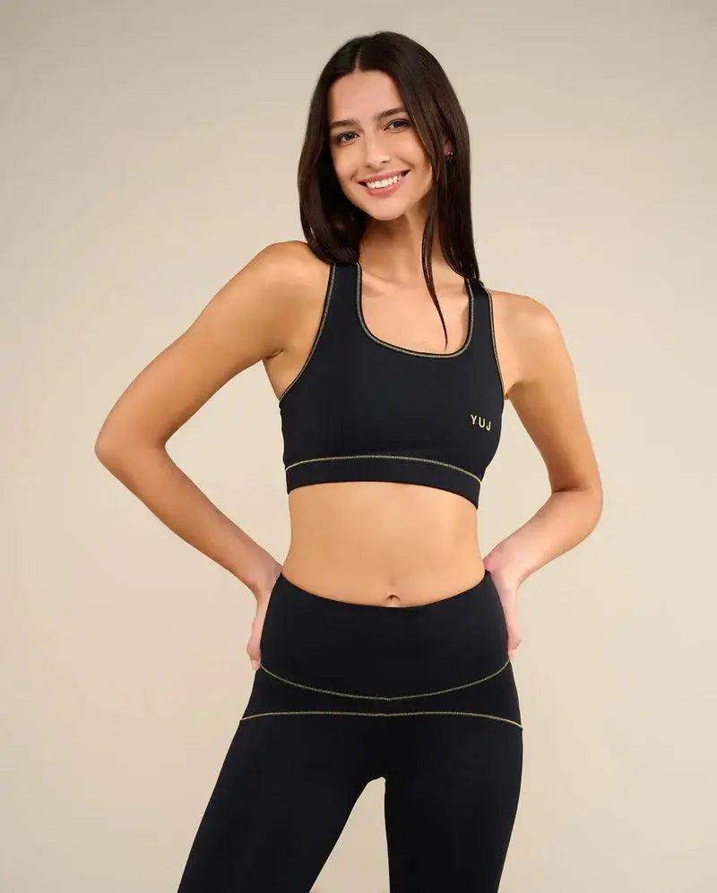 Brassière de yoga SWAN noir et dorée - YOGA SPIRIT