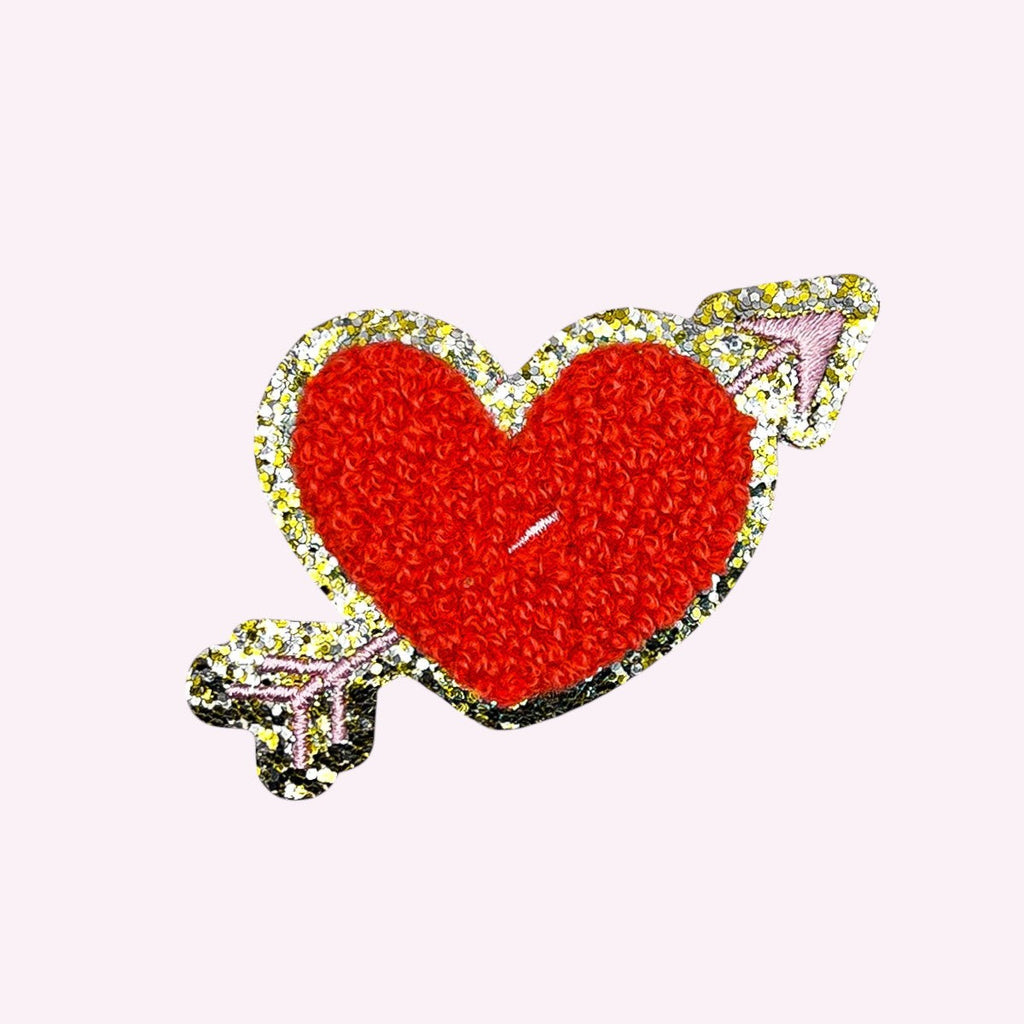 Sticker chenille pour pochette – Cœur pailleté Amour