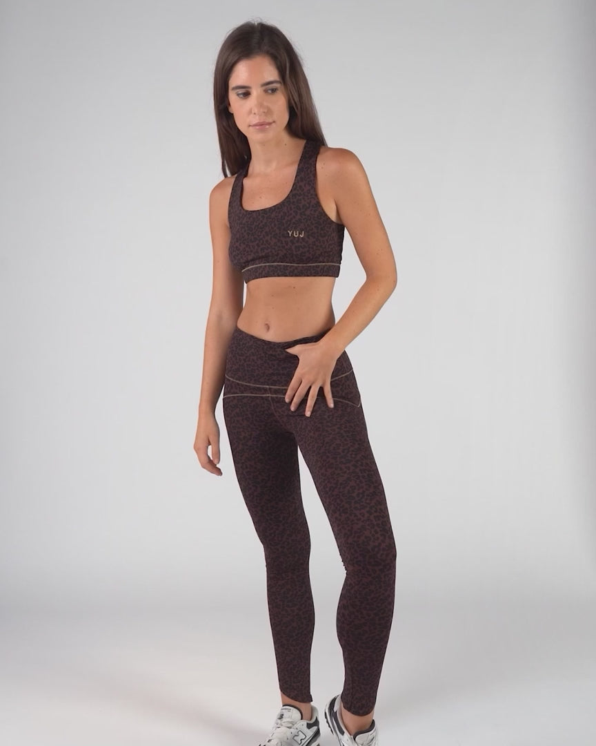 Brassière de yoga LUNA brown léopard