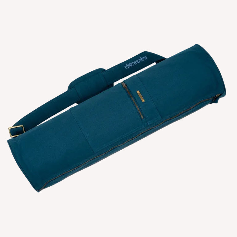 Sac tapis de yoga bleu 100% Coton Bio _ 72cm x 18cm