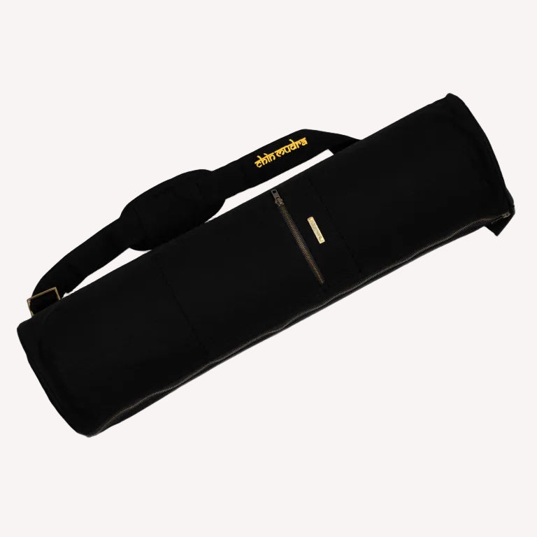 Sac tapis de yoga noir 100% Coton Bio _ 72cm x 18cm