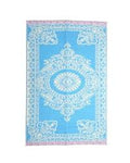 Tapis décoratif bleu en plastique recyclé – motif floral et bordures délicates - YOGA SPIRIT